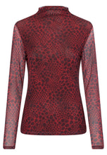 Red Animal Print Mesh Top