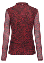 Red Animal Print Mesh Top