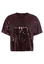 Sequin Sports Tee in Burgundy
