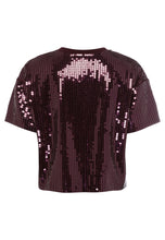 Sequin Sports Tee in Burgundy