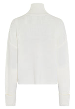 White Roll-Neck Sweater with Logo Patch