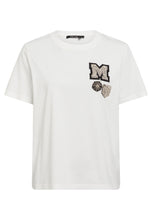 White Tee with Beaded Marc Aurel Logo