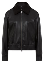 Black Faux Leather Bomber Jacket