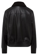 Black Faux Leather Bomber Jacket