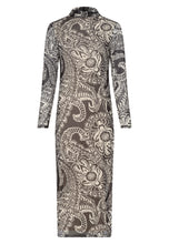 Printed Mesh Midi Dress