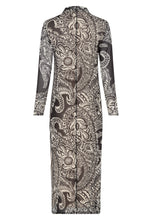 Printed Mesh Midi Dress