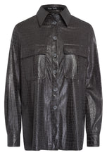 Dark Gray Croc-Effect Shirt Blouse