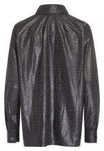 Dark Gray Croc-Effect Shirt Blouse