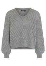 Grey V-Neck Textured Jumper