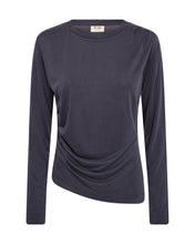 Mos Mosh Navy Ruched Detail Long Sleeve Top