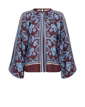 Mos Mosh Burgundy & Blue Print Blouse