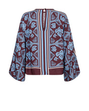 Mos Mosh Burgundy & Blue Print Blouse