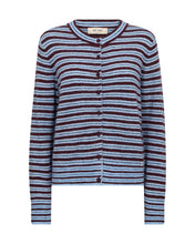 Striped Knit Cardigan in Blue & Burgundy