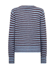 Striped Knit Cardigan in Blue & Burgundy