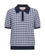 Mos Mosh Navy & Blue Textured Knit Polo Top