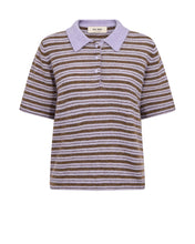 Mos Mosh Lilac Stripe Knit Polo Top