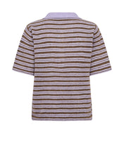 Mos Mosh Lilac Stripe Knit Polo Top