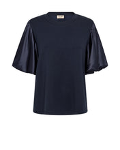 Mos Mosh Navy Satin Sleeve Top