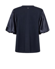 Mos Mosh Navy Satin Sleeve Top