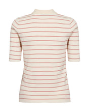 Ribbed Polo Knit Top – Ivory & Rose Stripe