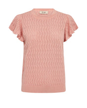 Pointelle Knit Frill Sleeve Top – Peach
