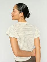 Pointelle Knit Frill Sleeve Top – Cream
