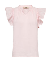 Soft Pink Linen Frill Sleeve Top