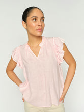 Soft Pink Linen Frill Sleeve Top