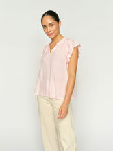 Soft Pink Linen Frill Sleeve Top