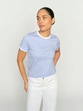 Classic Contrast Trim Cotton T-Shirt - Blue