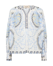 Floral Embroidered Boho Blouse - Blue