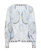 Floral Embroidered Boho Blouse - Blue