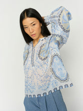 Floral Embroidered Boho Blouse - Blue