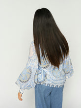 Floral Embroidered Boho Blouse - Blue