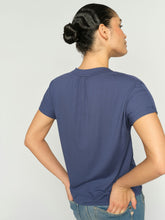 Relaxed V-Neck Jersey Blouse - Blue