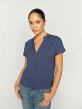 Relaxed V-Neck Jersey Blouse - Blue