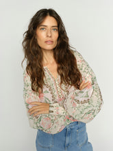 Floral Embroidered Boho Blouse - Green