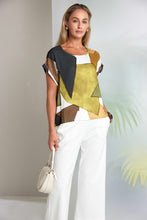 Abstract Print Top in Olive
