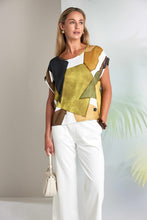 Abstract Print Top in Olive