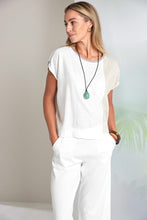 White Linen Mix Top