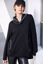 Black Hooded Cowl Neck Top