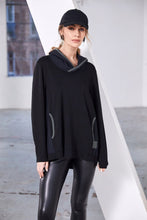 Black Hooded Cowl Neck Top