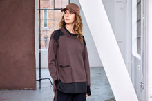 Two-Tone Tunic with Pocket - Cocoa & Black