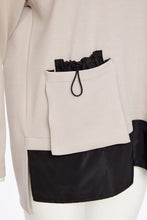 Two-Tone Tunic with Pocket - Taupe & Black