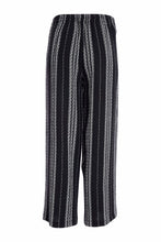 Black & Grey Striped Wide-Leg Trousers
