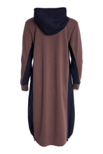 Hooded Two-Tone Maxi Dress - Black & Cocoa