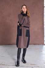 Hooded Two-Tone Maxi Dress - Black & Cocoa