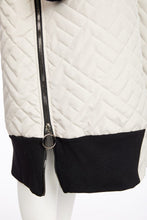 Quilted Hooded Coat with Knit Trim - Taupe and Black