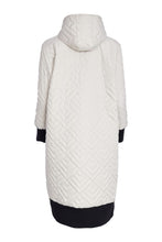 Quilted Hooded Coat with Knit Trim - Taupe and Black