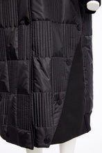 Padded Hooded Coat with Ribbed Details - Black